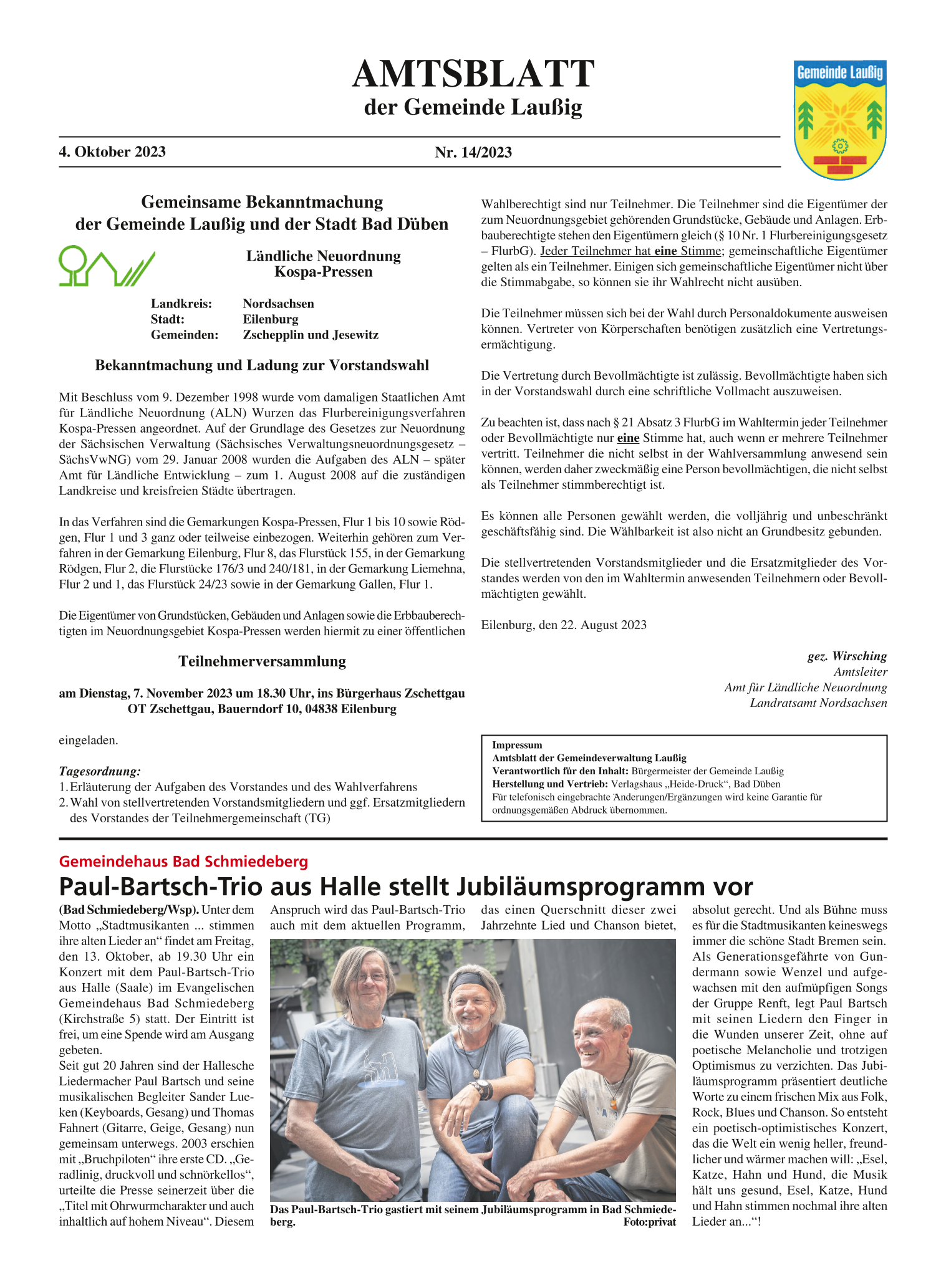 Amtsblatt Nr. 14/2023 vom 04.10.2023