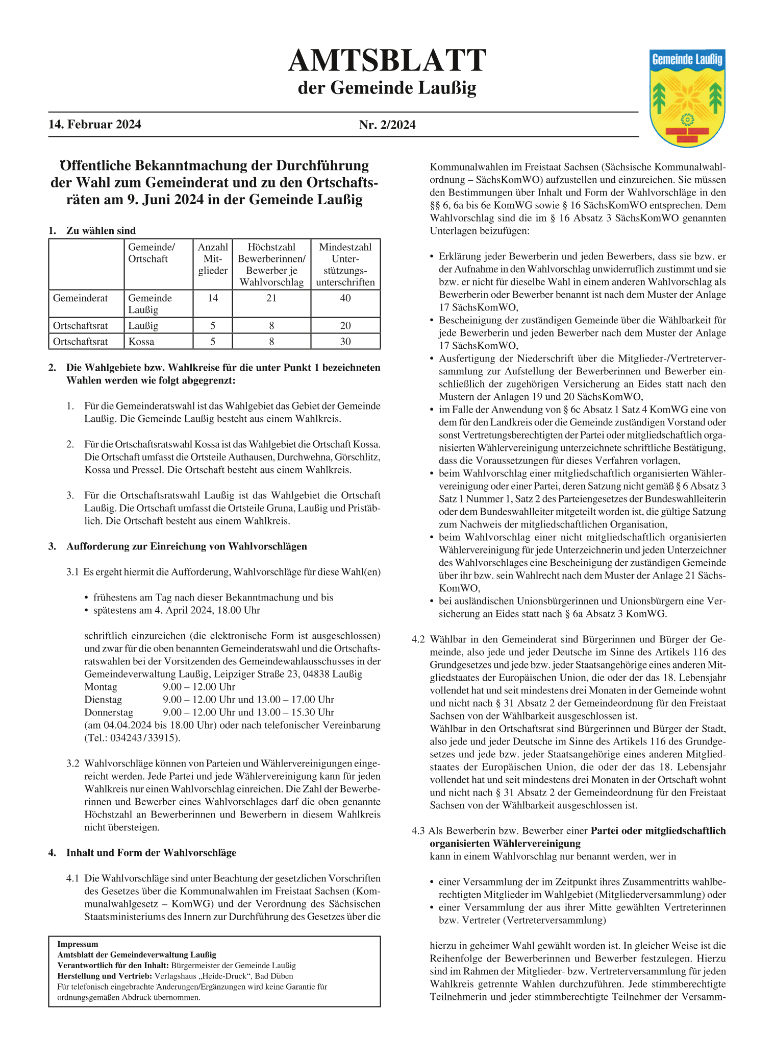 Amtsblatt Nr. 02/2024 vom 14.02.2024 Seite 1