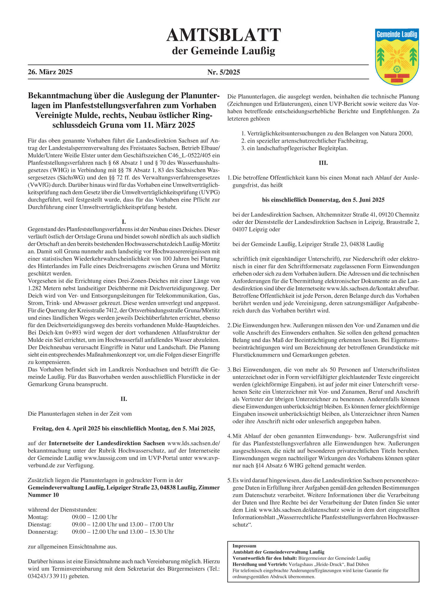 Amtsblatt Nr. 05/2025 vom 26.03.2025 Seite 1