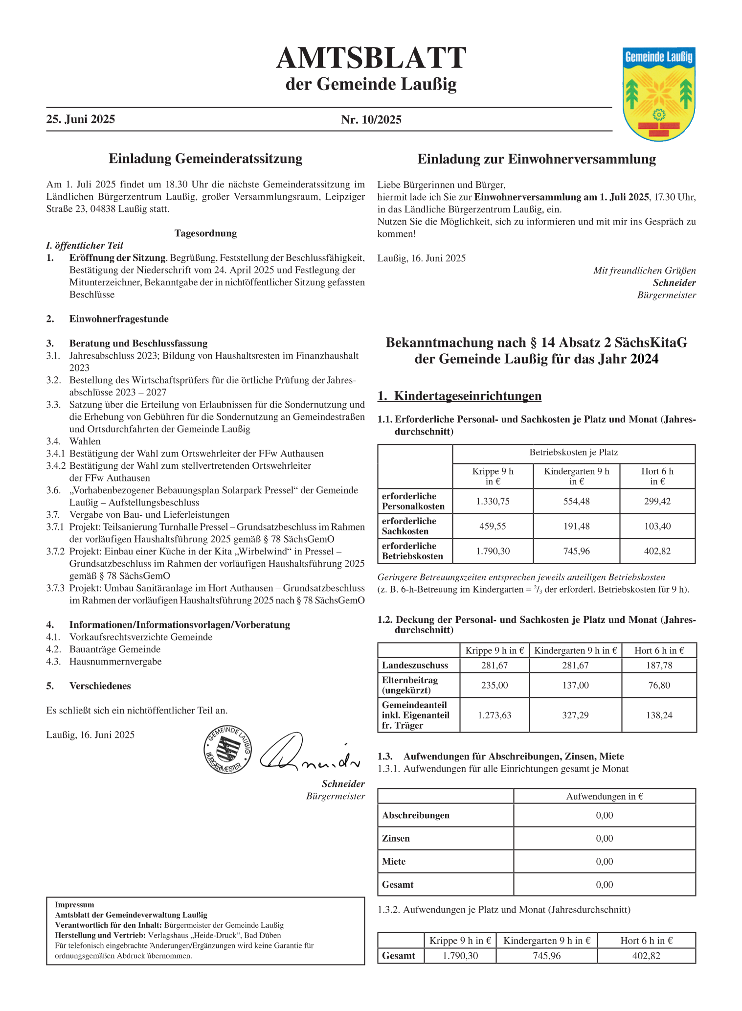 Amtsblatt Nr. 10/2025 vom 25.06.2025 Seite 1